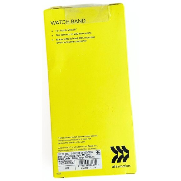 ALL IN MOTION Apple Watch Black Replacement Watch Band 42/44/45/49 mm NEW - Picture 4 of 5